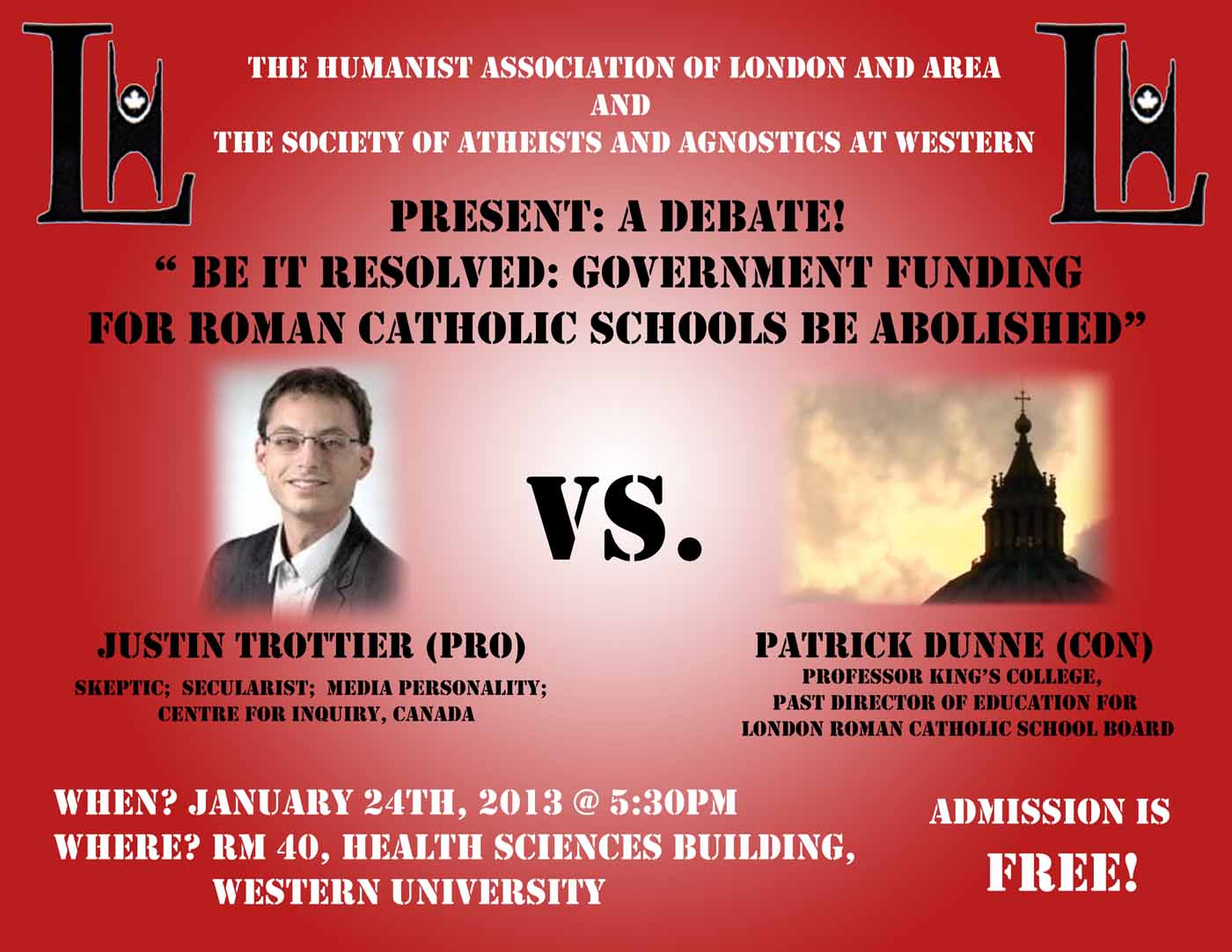 Debate: Be it Resolved Government Funding for Ontario Roman Catholic Schools be Abolished